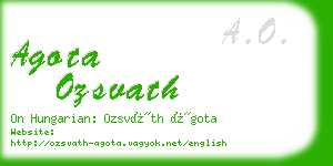 agota ozsvath business card